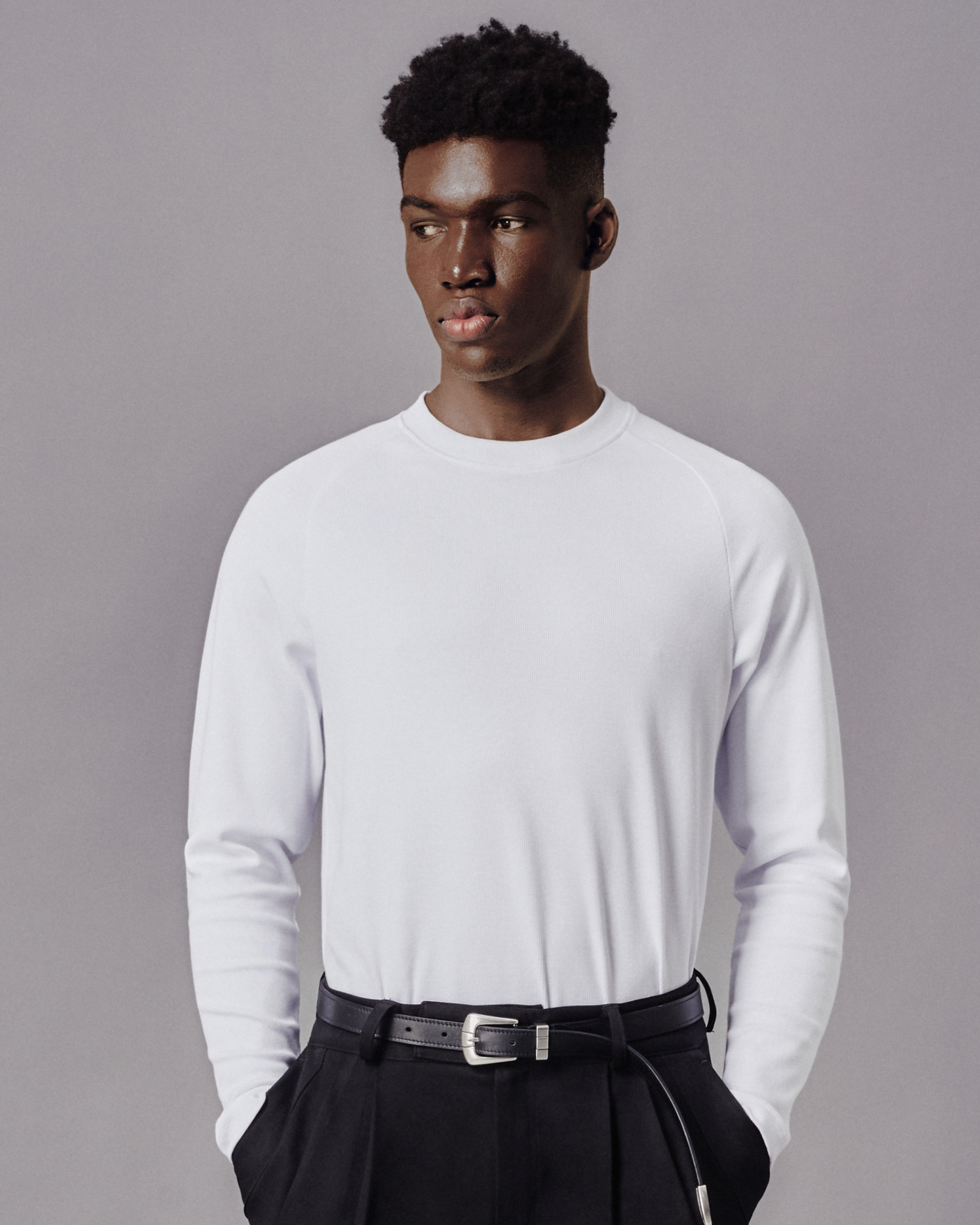 MAVERIK RIBBED LONG SLEEVEE T-SHIRT (WHITE)